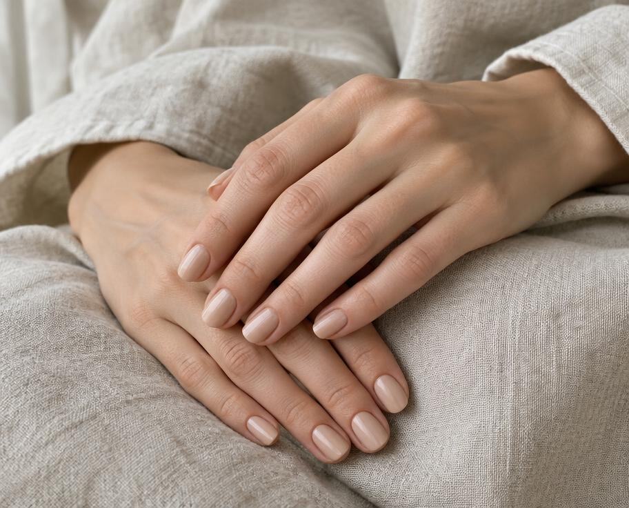 Ženske ruke s urednim nude noktima